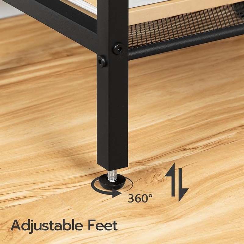 Tall Side Table Adjustable Height Rustic Industrial Nightstand Entryway Storage