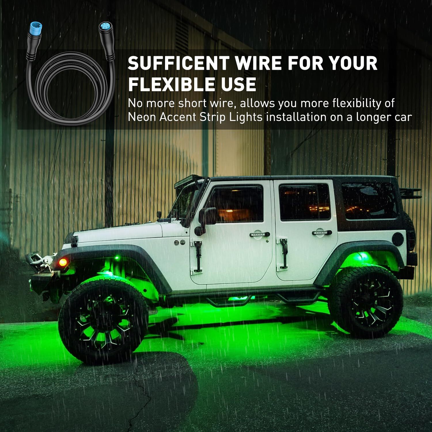 Nilight 2 Pack 5FT 4 Pin Extension Cable Cord for 4Pcs Car Underglow Lights