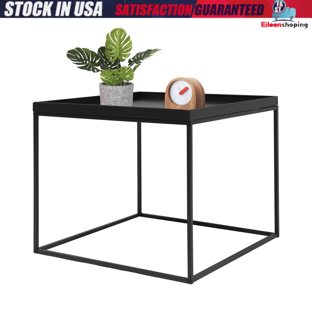 24" Square Table Metal Frame Table Portable Office Side End Table Camping Table