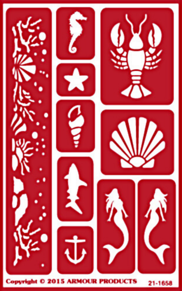 Nautical & Beach Stencil Seashore Glass Etching Stencils Reusable Armour Etch