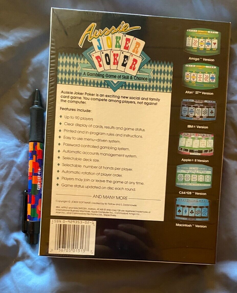 Joker Poker Atari 1040/520 ST NEW Disk By Joker Software