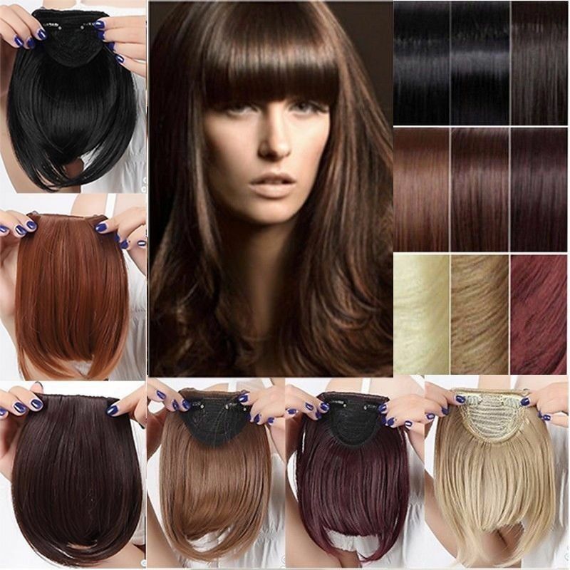 Thin Neat Bangs AS Remy Human Hair Extensions Clip in on Fringe Front Hairpiece