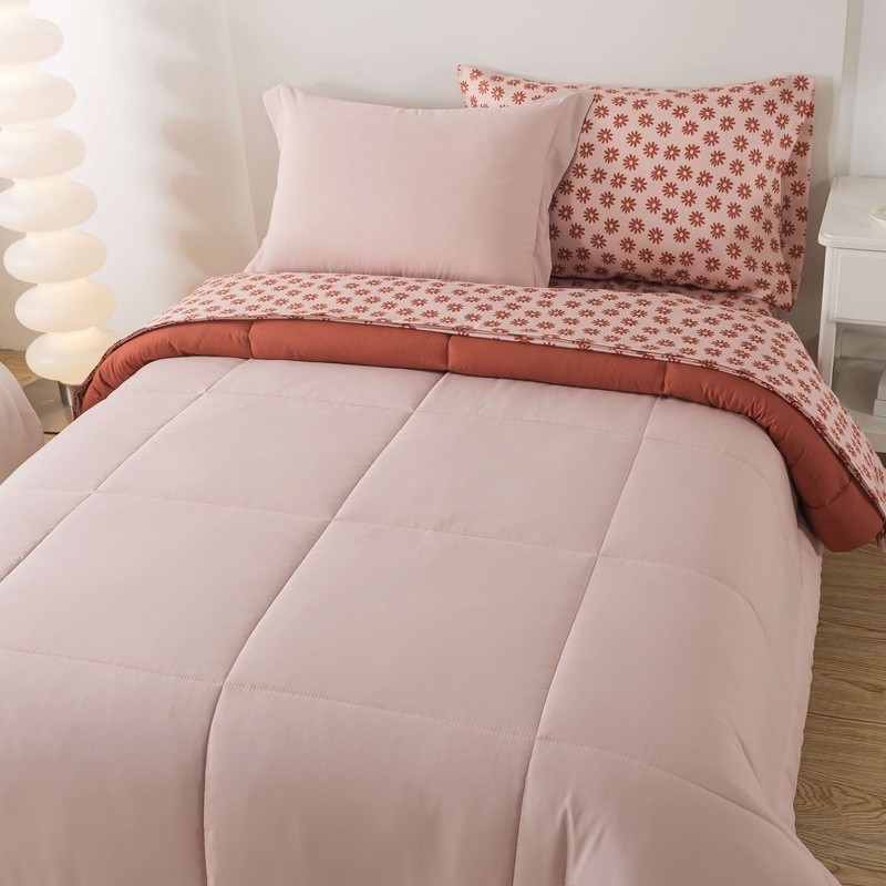 Reversible Black White Checker Bed in Bag Full Set Soft Polyester Comforter New