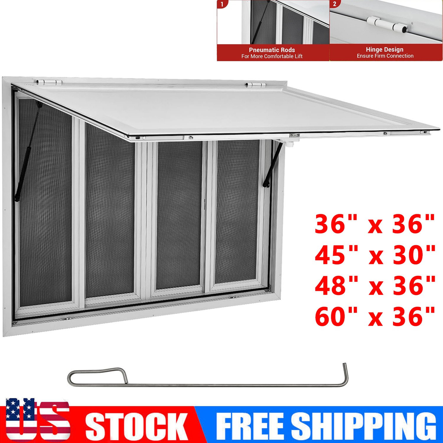 60x36/36x36/45x30/36x48in Concession Stand Serving Window Food Service Awning