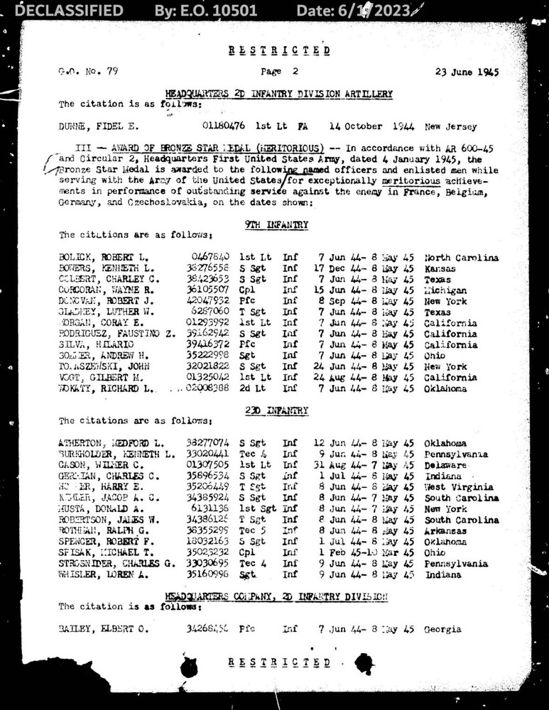 ID’d WWII 2nd Infantry Division uniform