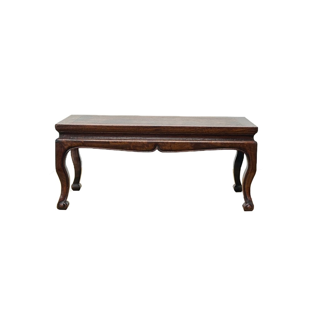 15" Brown Wood Rectangular Cabriole Style Claw Legs Display Stand Riser GB276