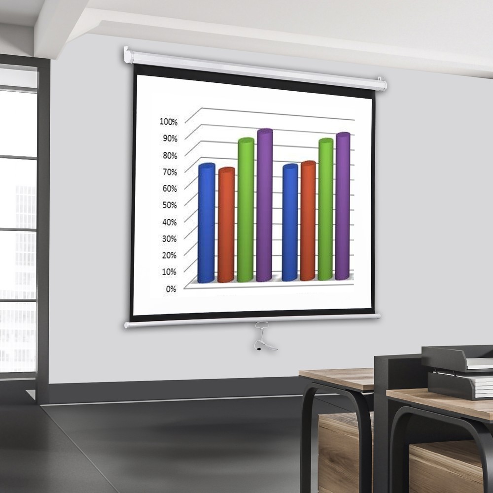 72 Inch Manual Pull Down Projector Screen 4:3 HD Retractable Widescreen Matte