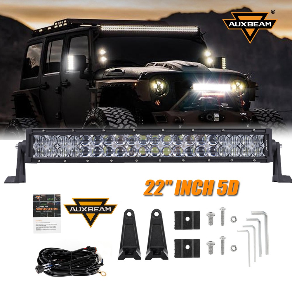 AUXBEAM 22/32/42/50/52" 5D Lens Curved Stright LED Light Bar Combo Offroad Lamp