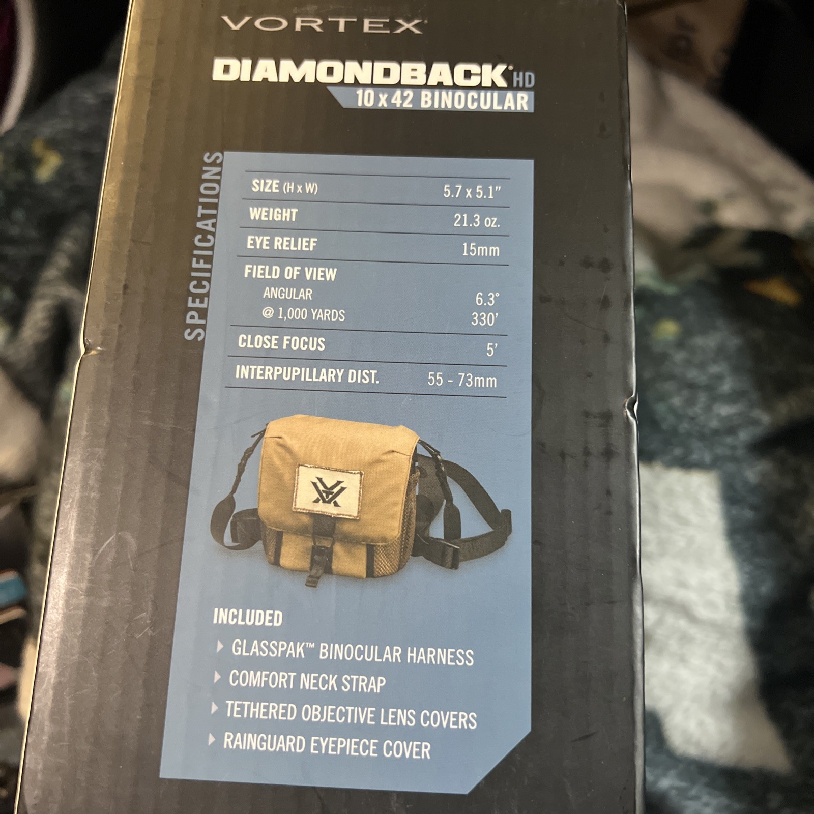 Vortex Diamondback HD 10x42 Binoculars with GlassPak Harness Case - Green