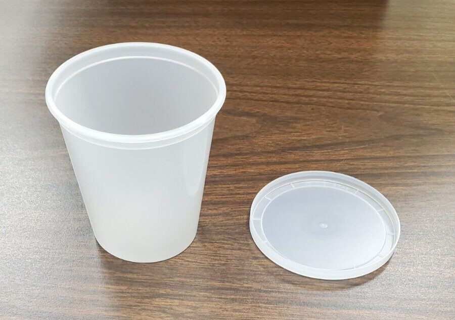 8OZ TRANSLUCENT, HDPE CONTAINERS W/LID CS/100