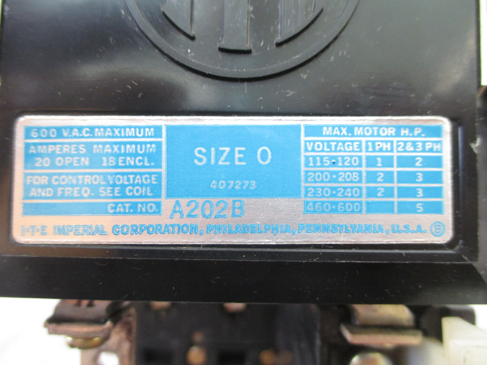 ITE A202B Motor Starter, Size 0