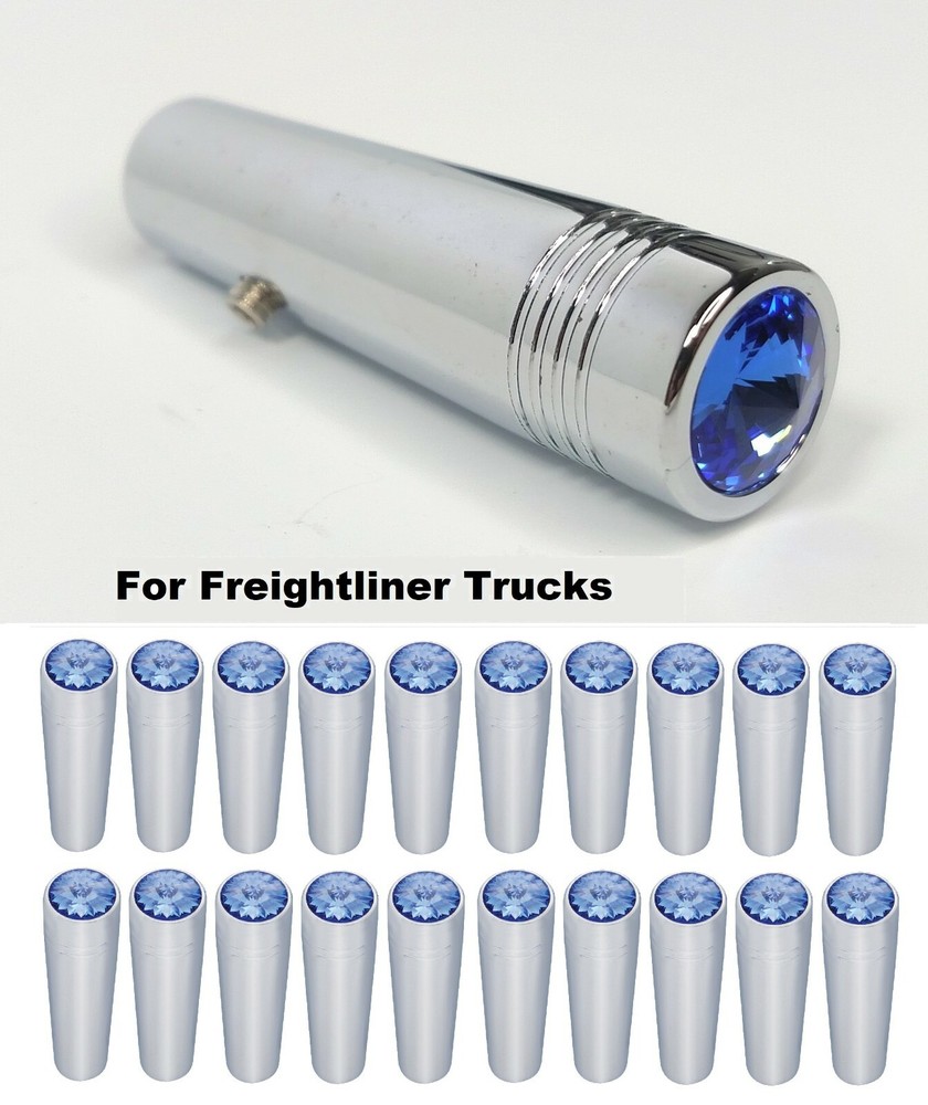 (Set/20) Blue Crystal Chrome Toggle Switch Extensions - Freightliner 2-1/4" Long