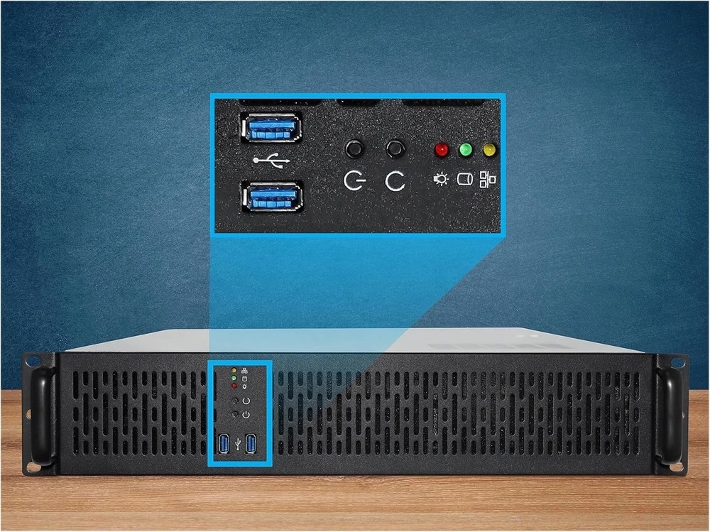Silver/Black 2U Server Chassis, ATX Compatible