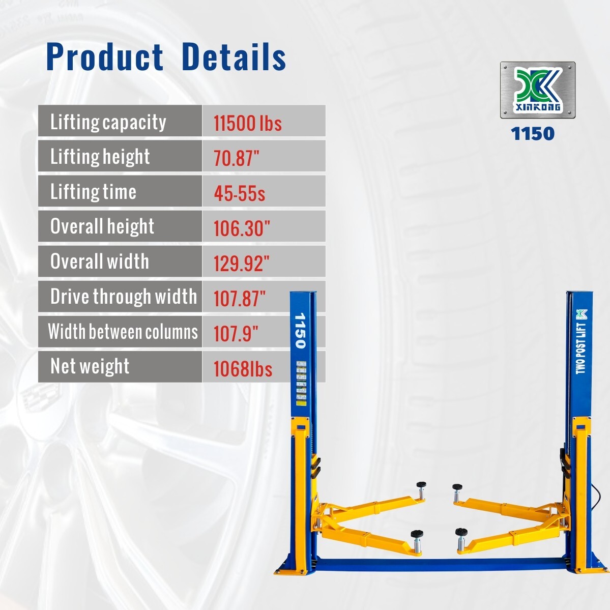 XK 11,500lbs Car Lift 1150 2 Post Lift Auto Truck Hoist 220V Free Shipping