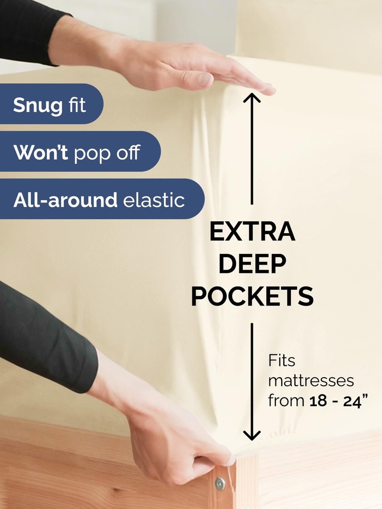 Extra Deep Split King Fitted Sheet - Hotel Luxury Single Fitted Sheet Only - ...