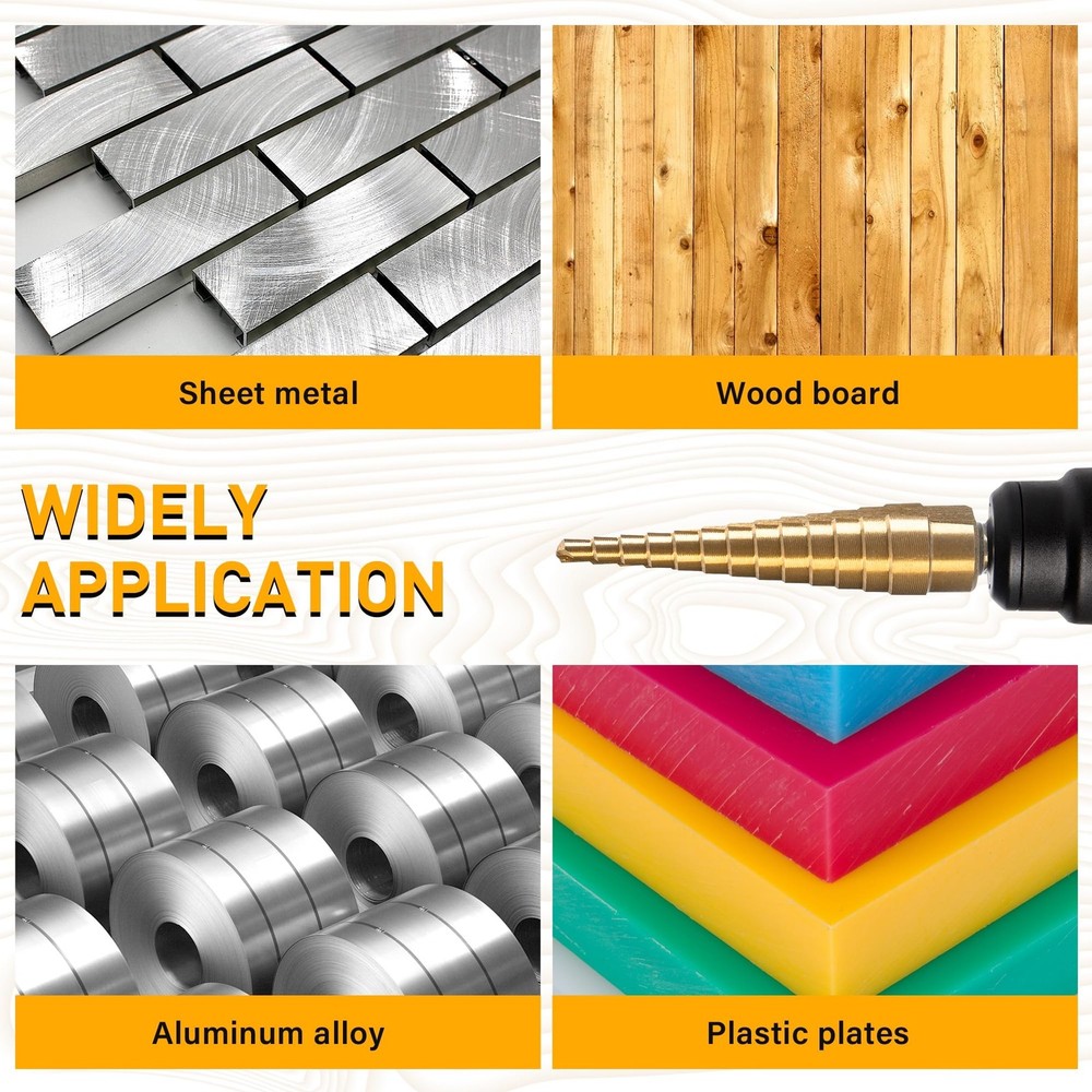 Step Drill Bit Set, 3PCS Titanium High Speed Steel Drill Bits, Step Bits for ...