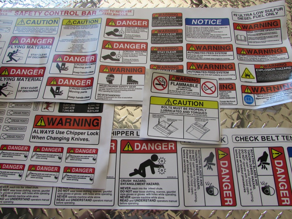 MORBARK WOOD CHIPPER SAFETY DECAL KIT FOR MULTIPLE CHIPPER MODELS