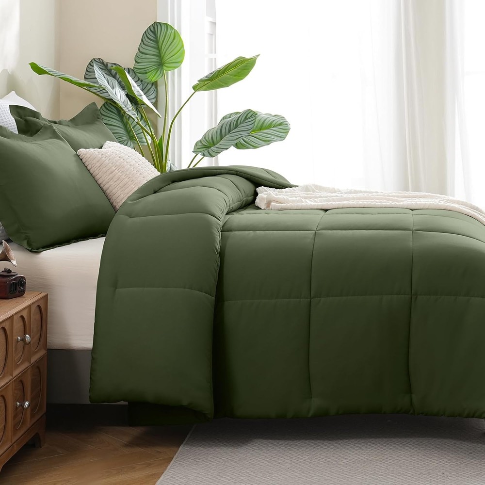 CozyLux King Comforter Set - Olive Green King,