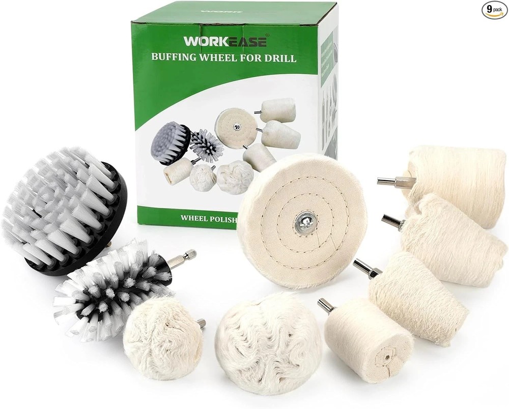 Polish Buffing Wheels Drill,Include Cloth Polish Pads Wheel Buffer Set C-9Pcs