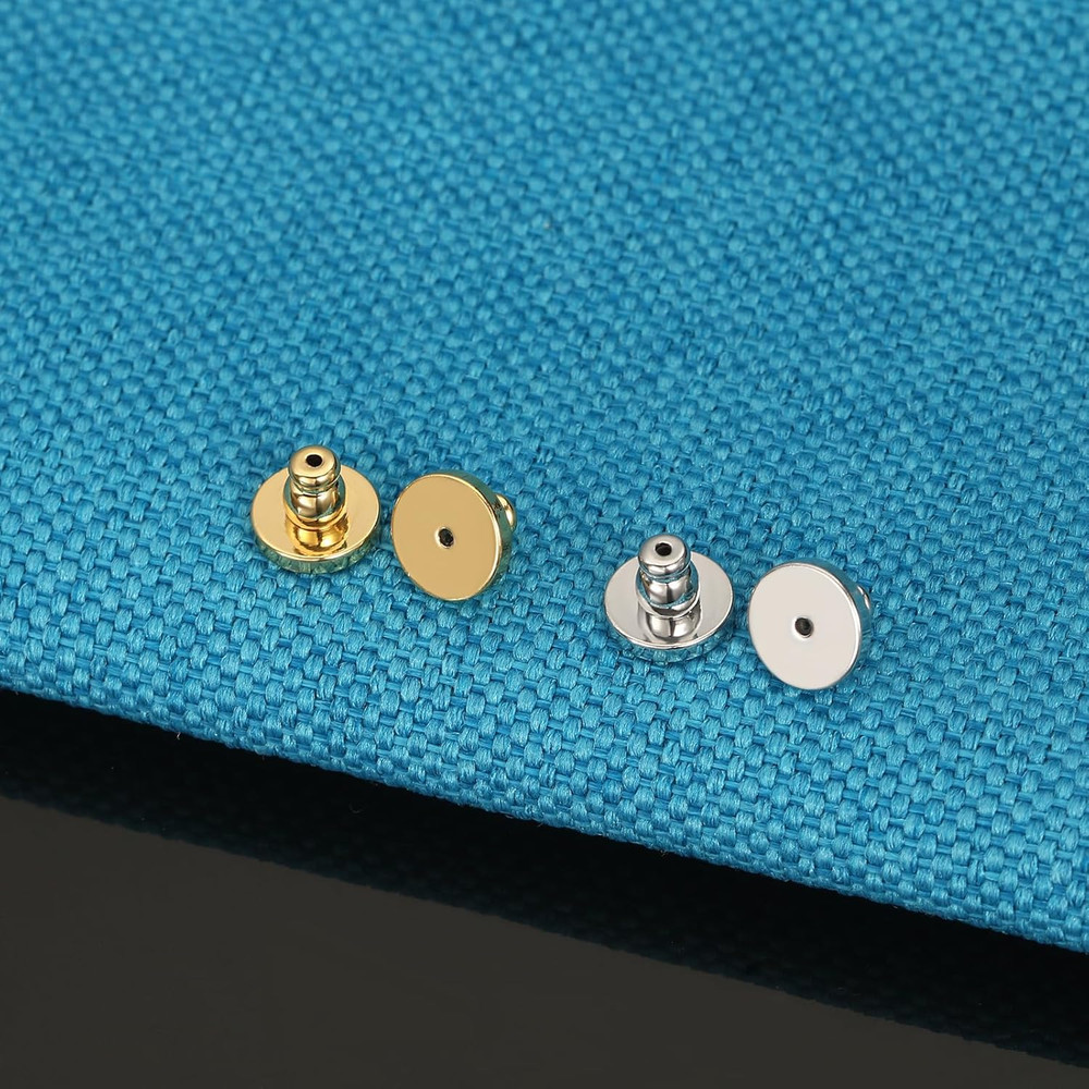 4PCS Earring Backs Replacement for Studs,Flat Locking Pierced Support Backing F