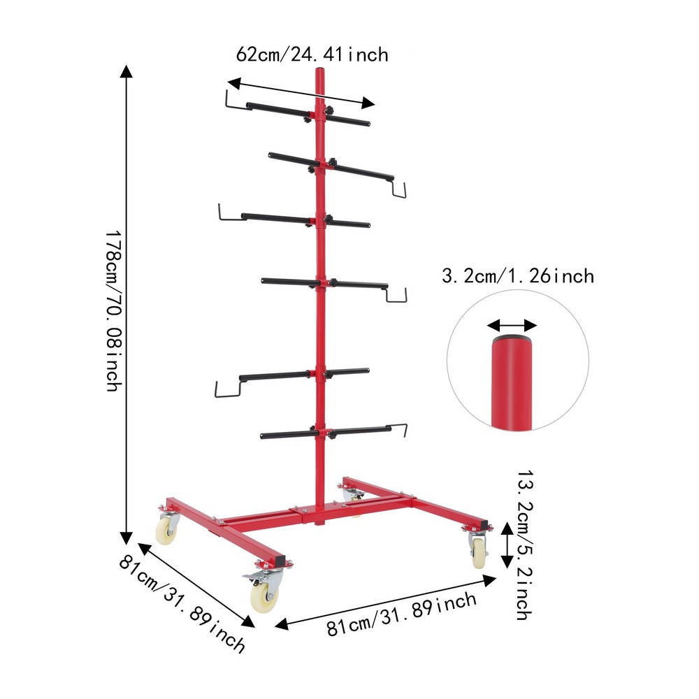 Panel Tree Paint Stand, Panel Holder, Panel Paint Stand with 6 Hooks Auto Repair