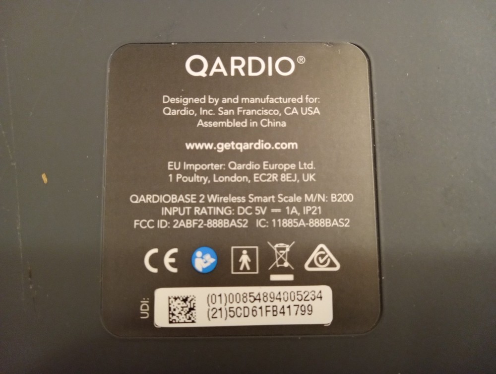 ⚫ Qardio Base 2 Wireless Smart Scale & Body Analyzer -Black *Read Description!