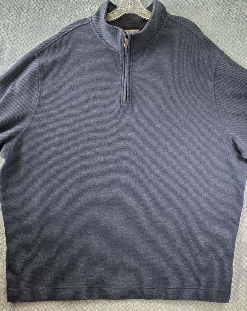 Van Heusen Flex 1/4 Zip Sweater Pullover in Blue Mens Size 2XLT Dadcore