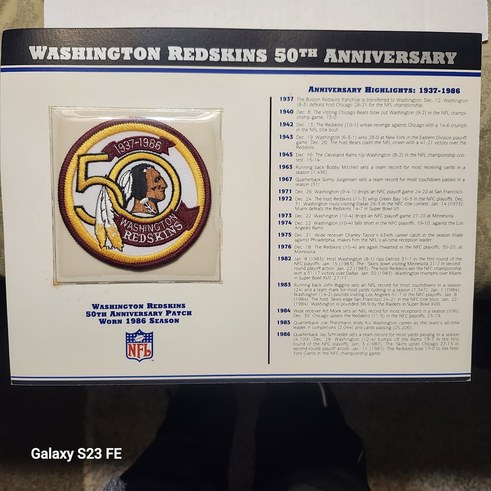 WASHINGTON REDSKINS COMMANDERS VINTAGE PATCHES (5) / 50th ANNIV & SUPER BOWLS