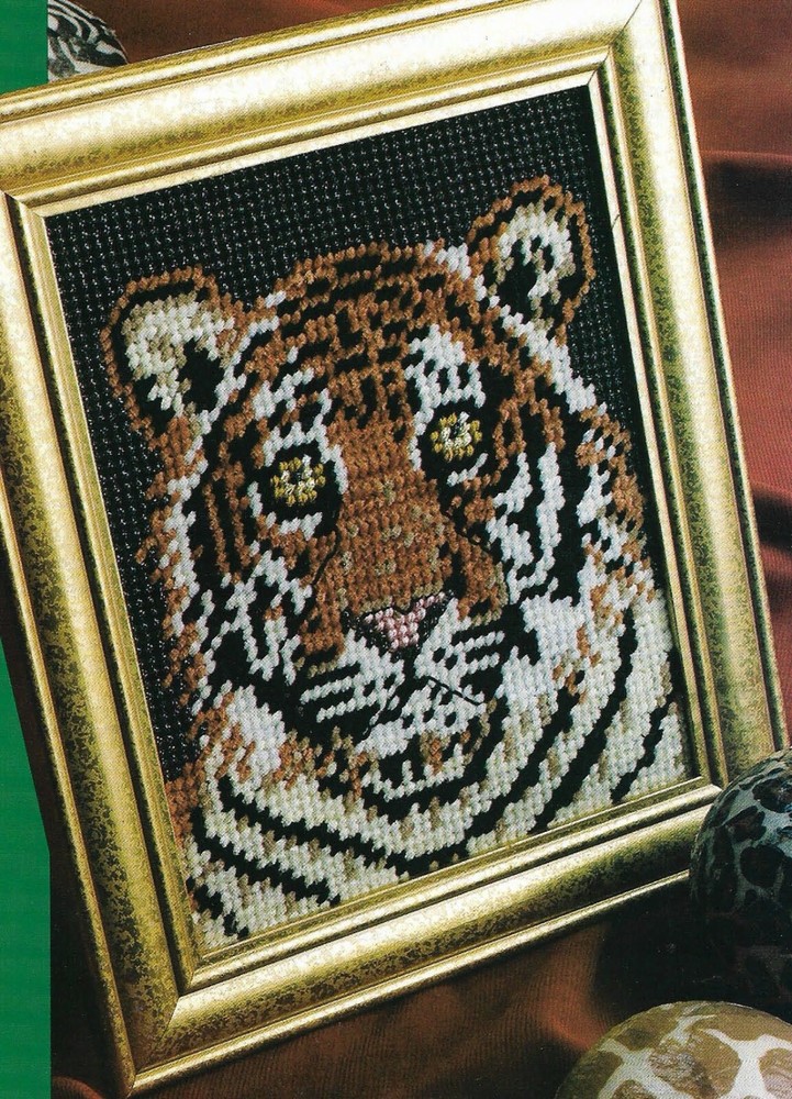 NIGHT TIGER PICTURE HOME DECOR PLASTIC CANVAS PATTERN INSTRUCTIONS