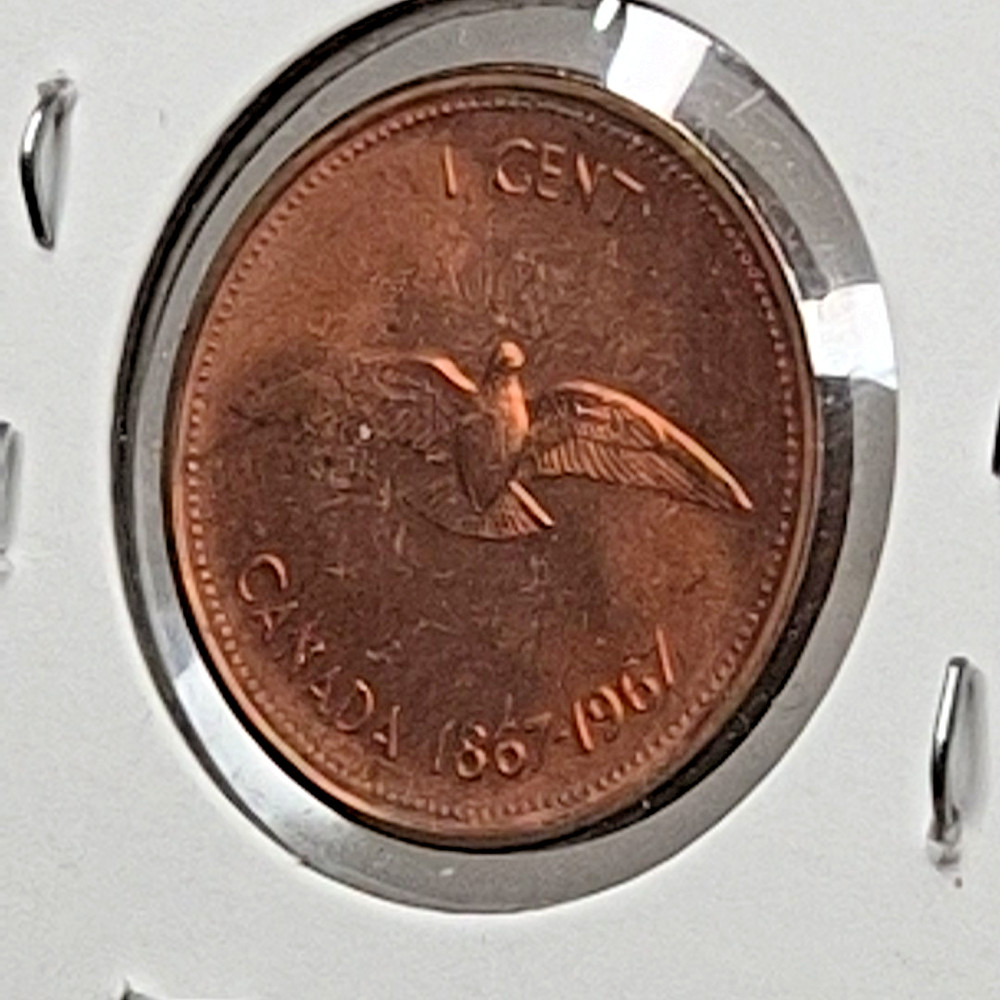 1967 Canadian Centennial 1¢ Copper; nice condition - #B176