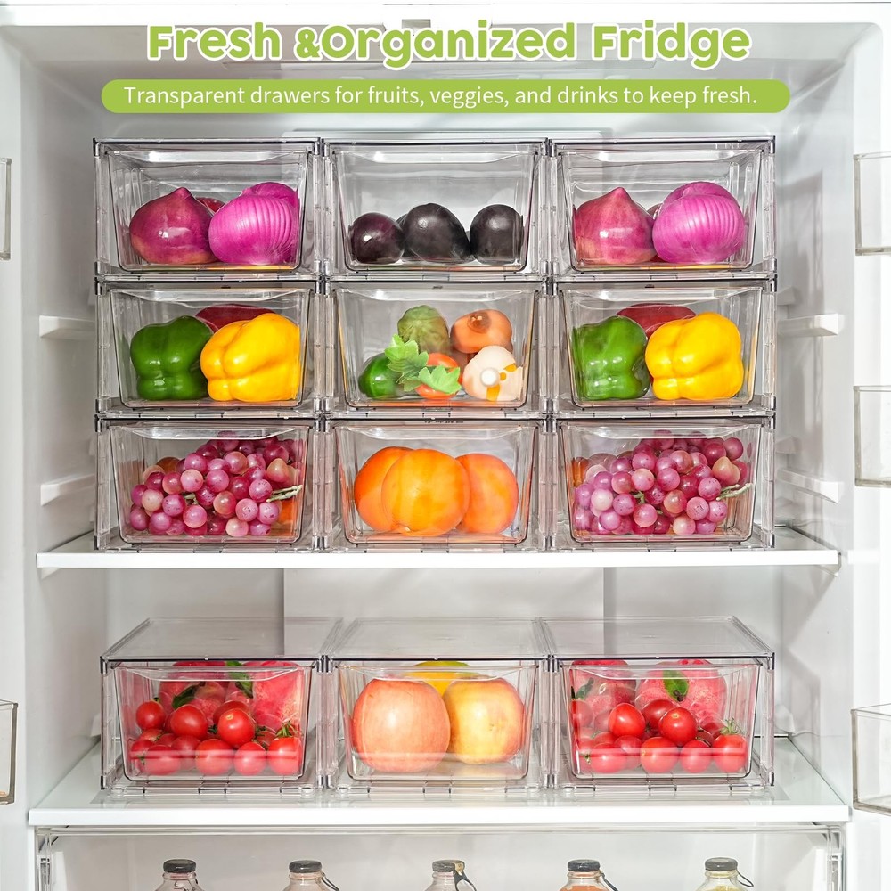 Organize Your Space With Clear Stackable Drawers - 8 Pack Medium