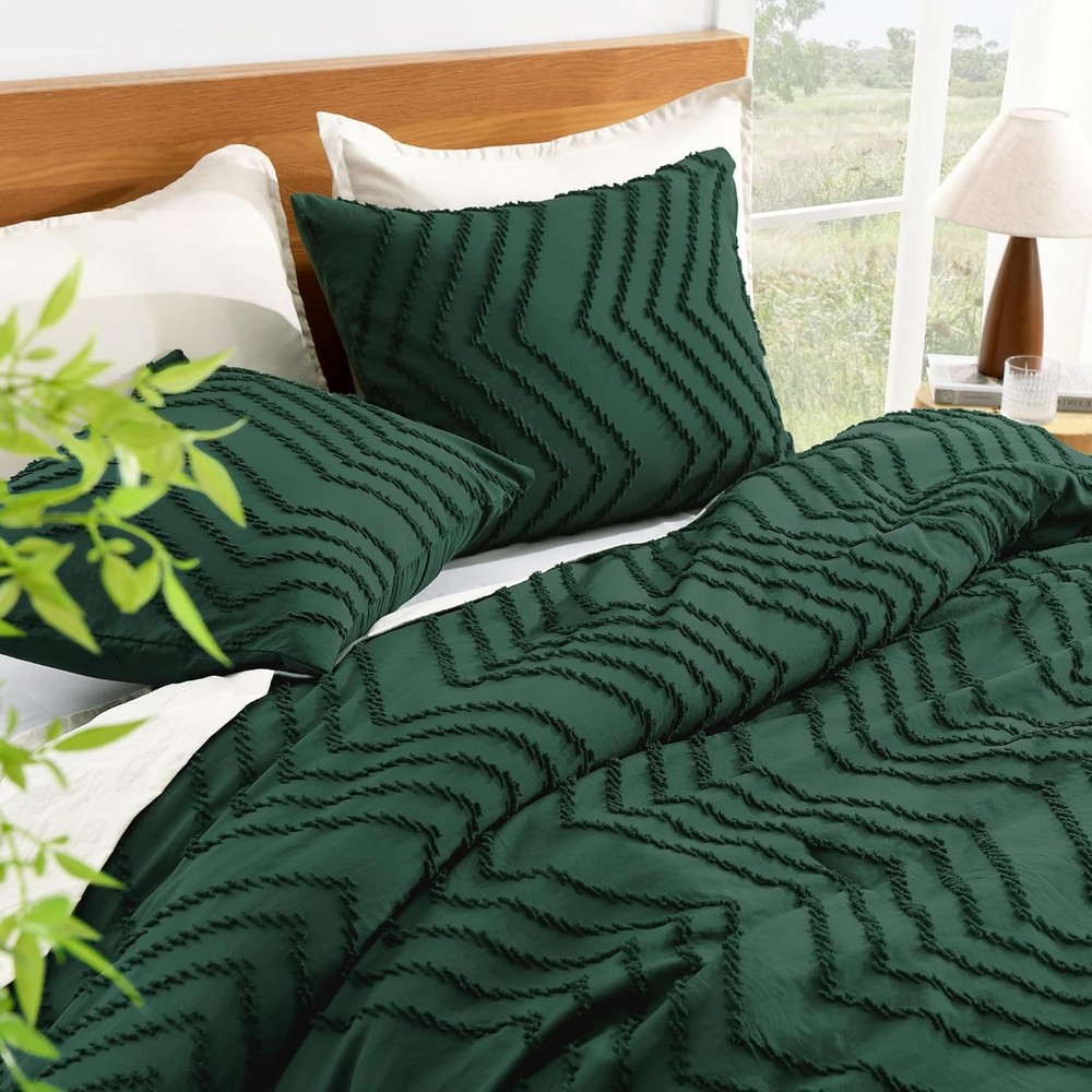 Down comforter set, deep emerald green, 3-piece set