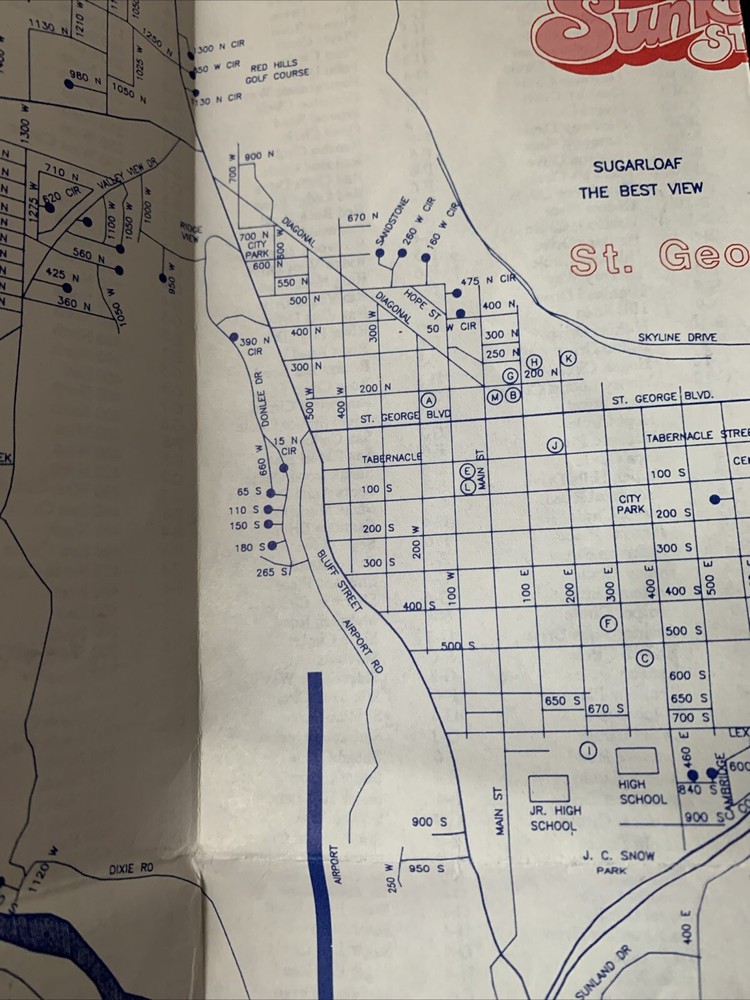St. George Utah Area Map 1991-1992