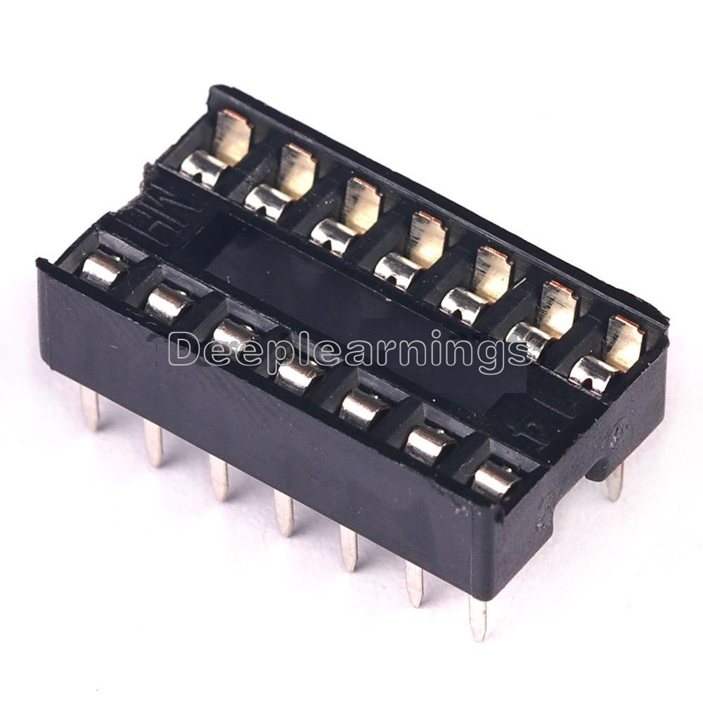 100PCS 14pin DIP IC Socket Adaptor Solder Type Socket Pitch Dual Wipe Contact