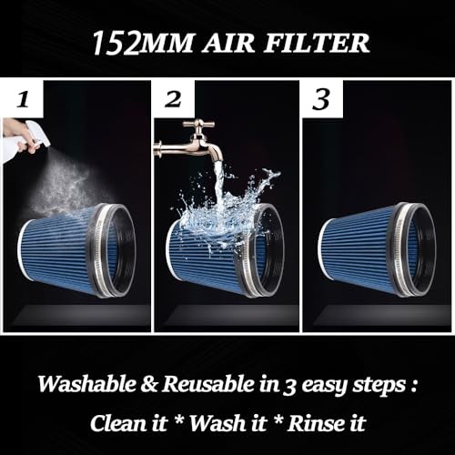 6" Inlet Cold Air Intake Filter Cone Replacement Performance Blue (6" Tall)