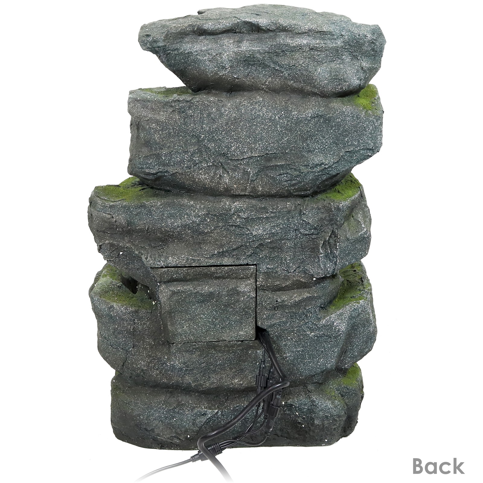 Electric Tiered Stone Waterfall Fountain with LED Lights - 23 in by Sunnydaze