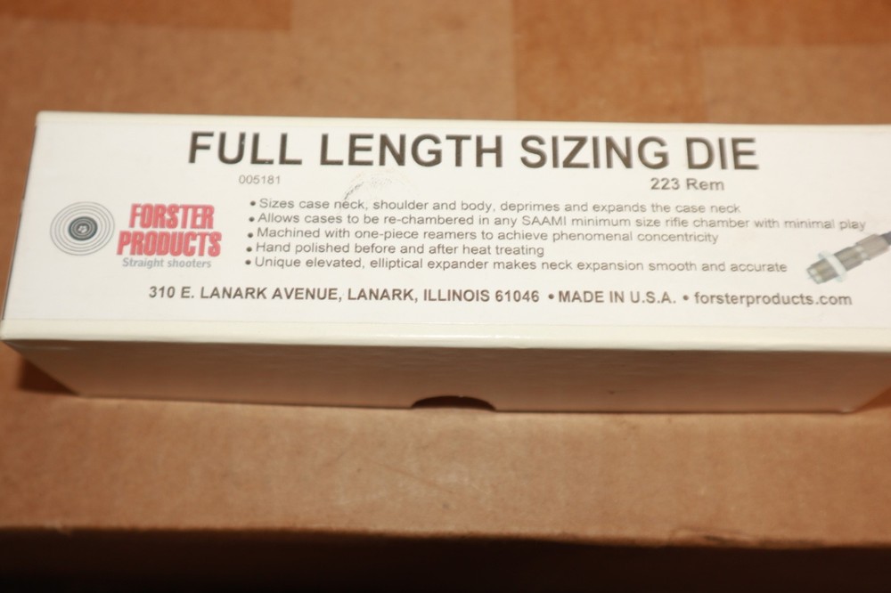 Forster Reloading # 005181 Full Length Sizing Die - 223 Rem Remington Sizer