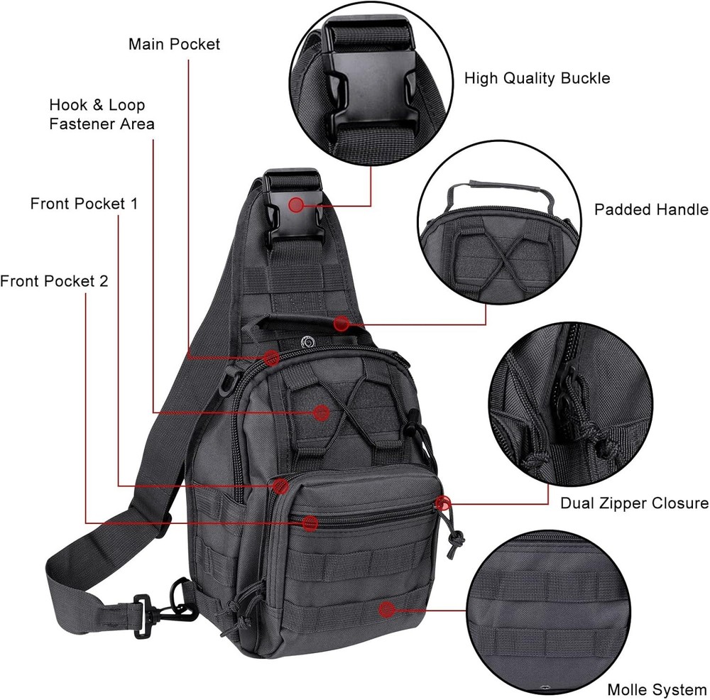 Compact and Versatile Tactical Sling Backpack - Perfect for School, Travel, Work