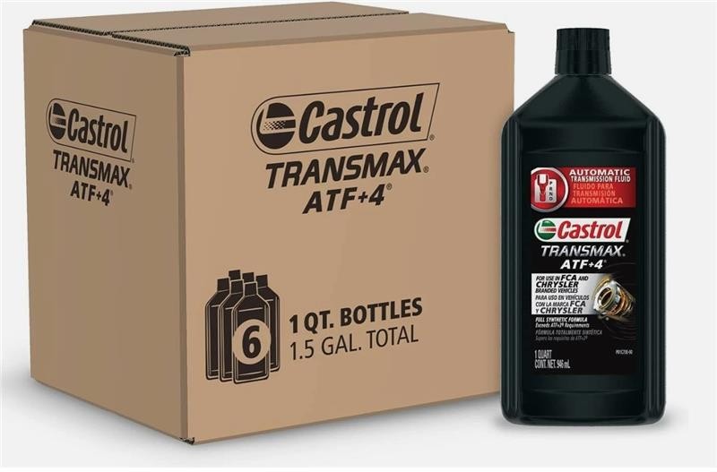 Castrol Transmax ATF+4 Automatic Transmission Fluid, 1 Quart, Pack of 6, New