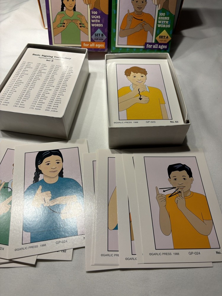 Basic Signing Vocabulary Flash Cards 2 Sets