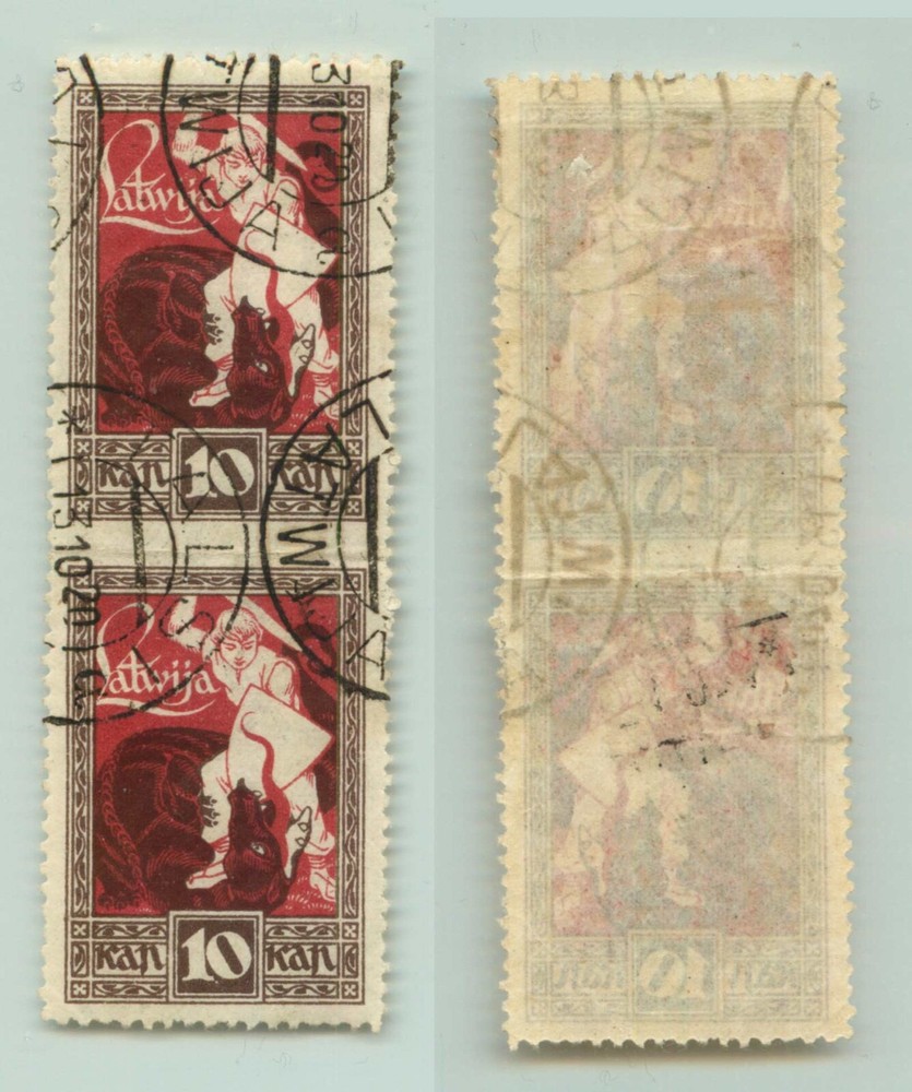 Latvia 1919 SC 64 used missing perf pair. rtc2187