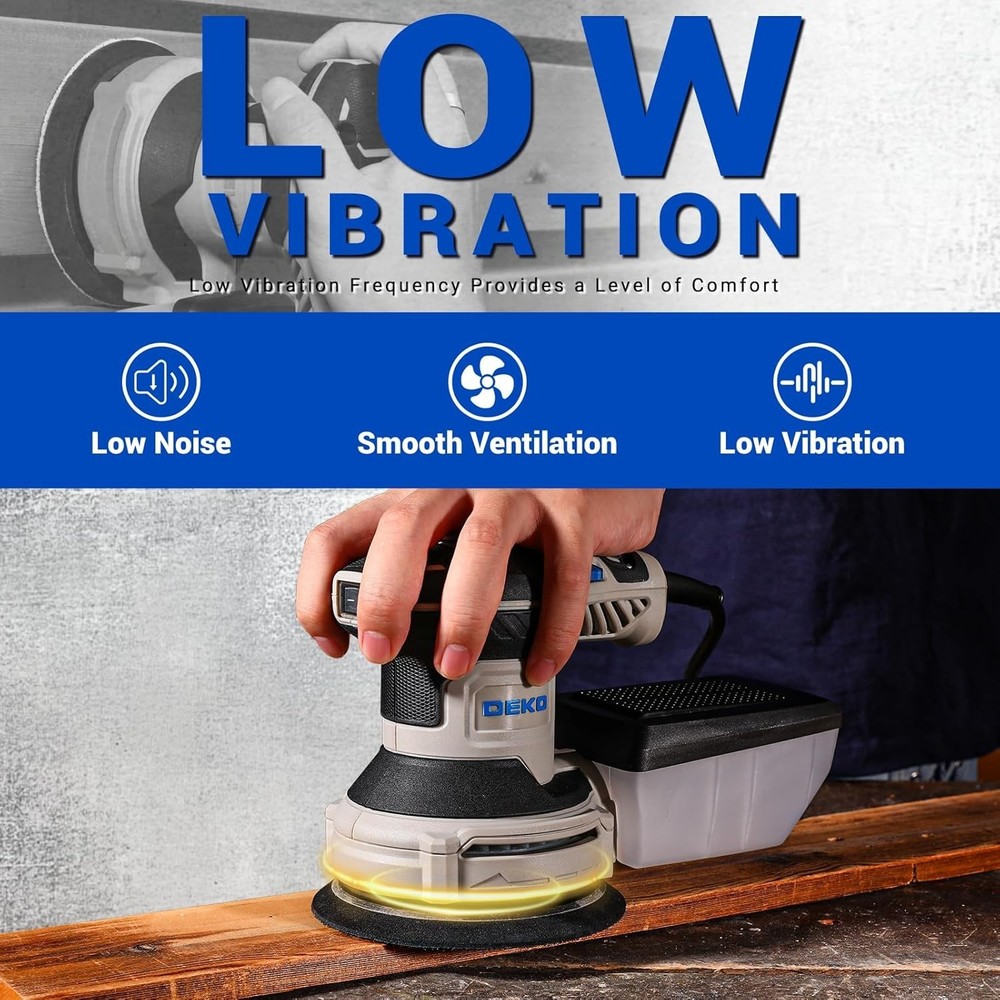 5” Electric Orbital Sander: 6 Variable Speeds & Enhanced Dust Collection System