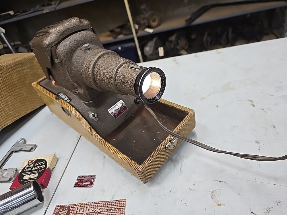 Reflex 349 Vintage Projector W/ Case Powers On Tested Works