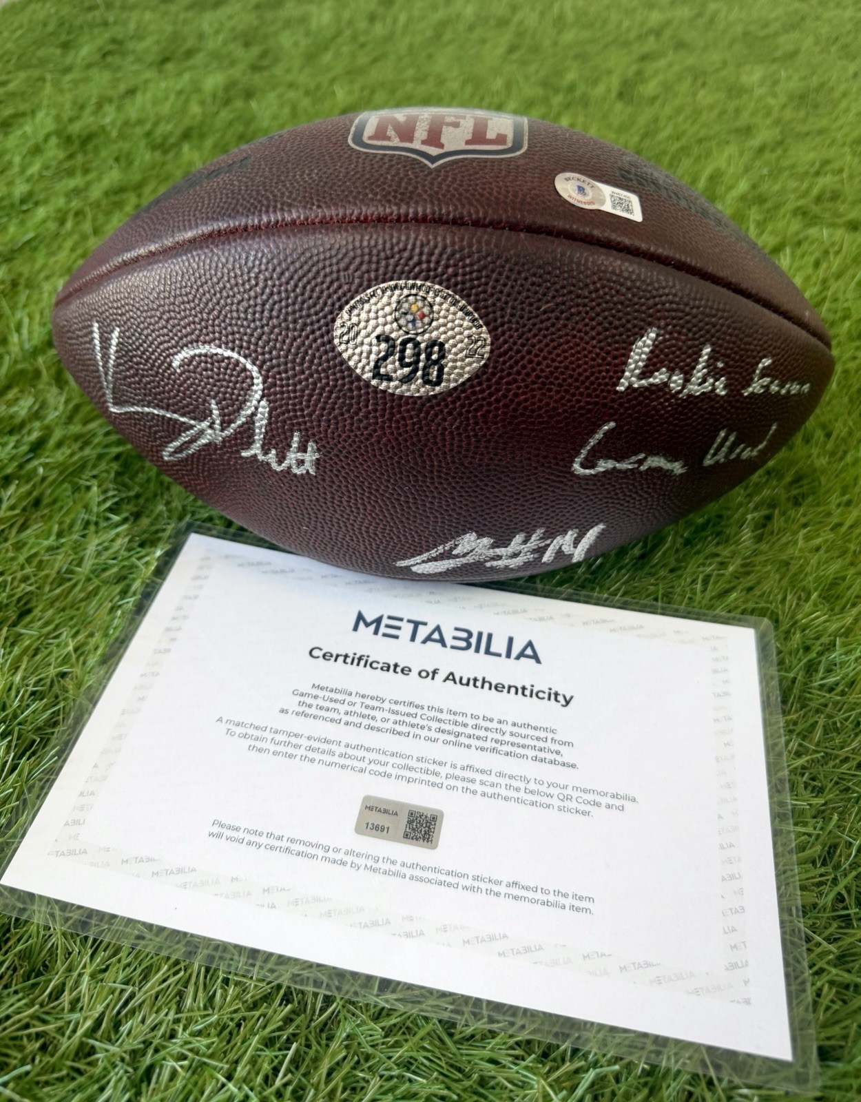 Pittsburgh Steelers Game Used Football Ball Signed Kenny Pickett George Pickens