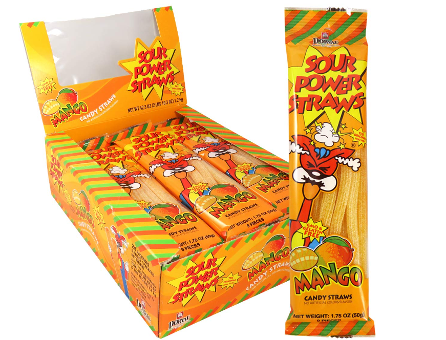 Sour Power Mango Candy Straws, 1.75 Ounce - 24 Count
