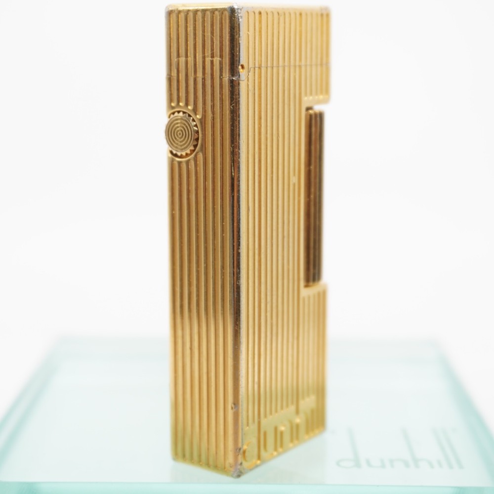 Dunhill Lighter Gold Stripe Signature Pattern-Ultrasonically cleaned_Working
