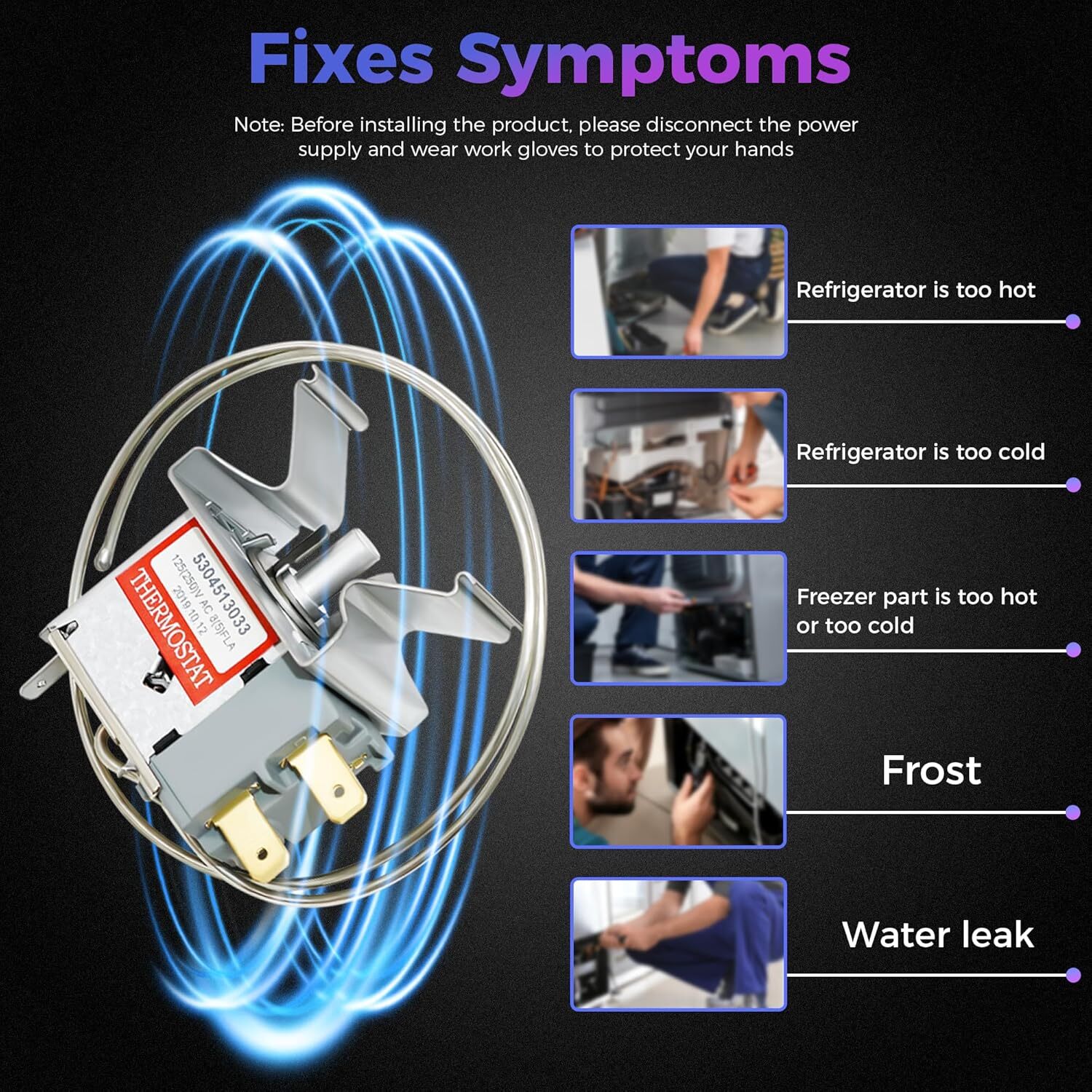 For Frigidaire Freezer Thermostat 5304513033