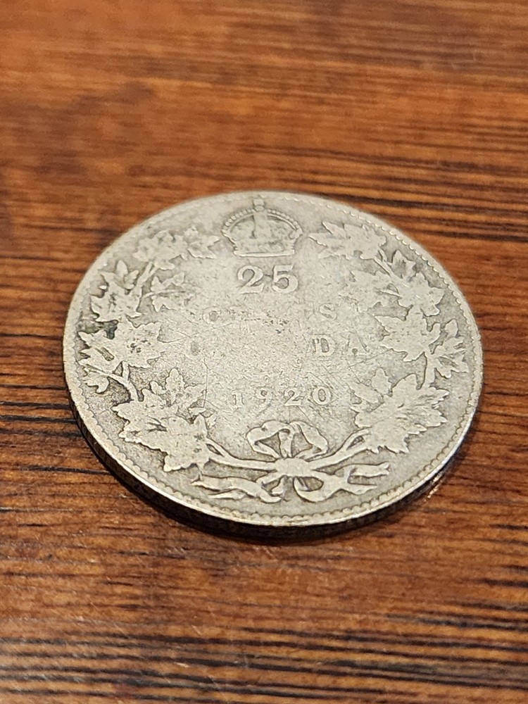 1920 Canada 25 Cents Silver Coin