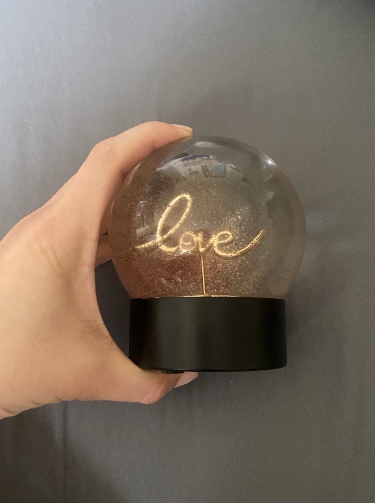 Glass 'Love' Glitter Globe with Black Base