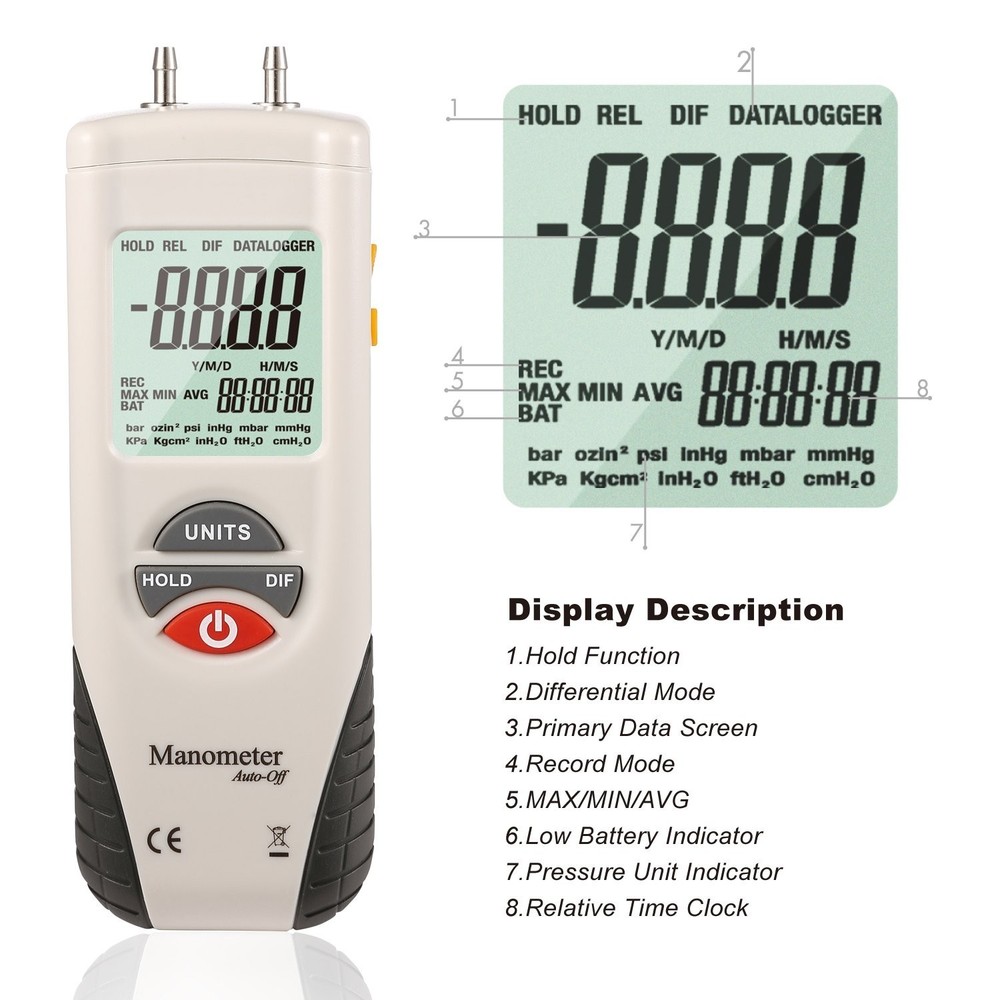 Multi-Application Digital Manometer, Easy Operation